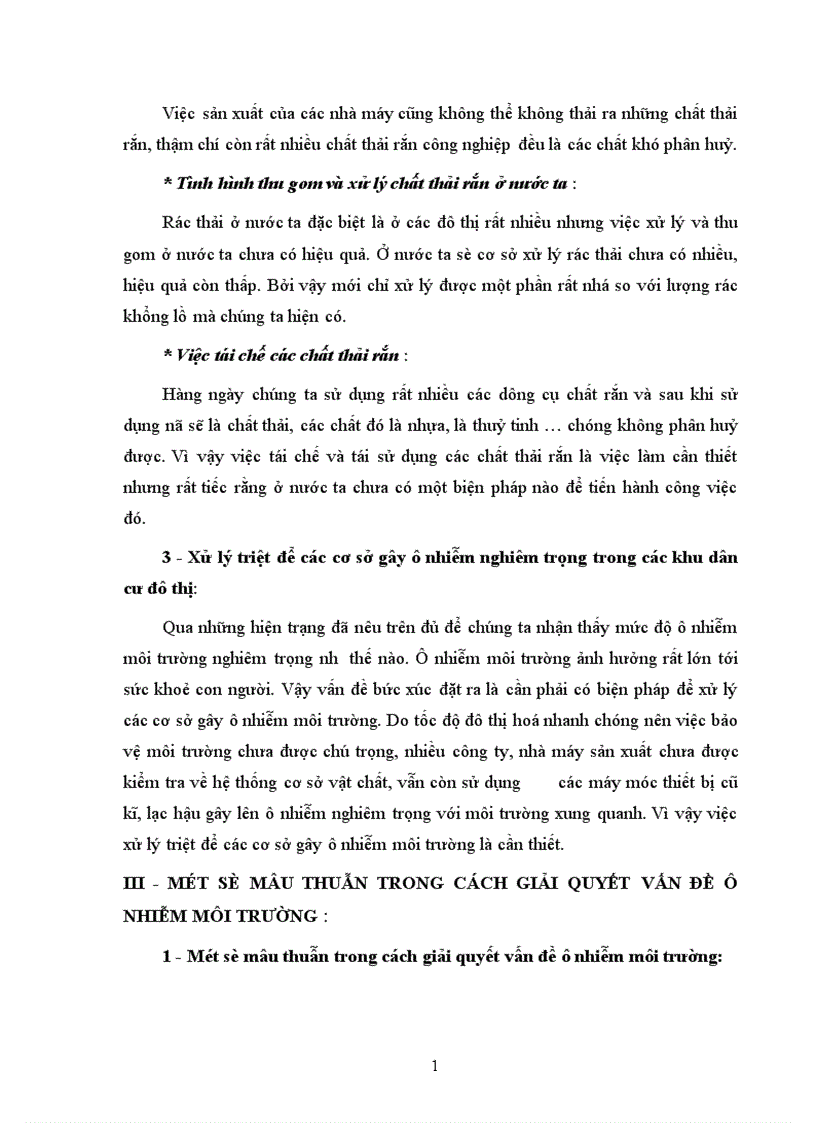image for page Một số mâu thuẫn trong cách giải quyết ô nhiễm môi trường và biện pháp khắc phục tình trạng ô nhiễm môi trường