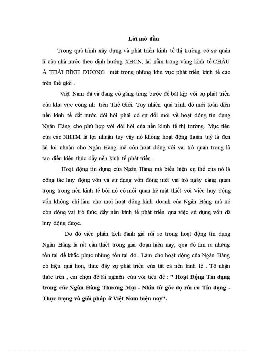 image for page Thực trạng và các nguyên nhân về rủi ro tín dụng trong các Ngân hàng thương mại ở Việt Nam