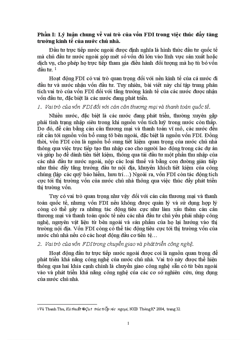 Vai trò của đầu tư trực tiếp nước ngoài trong việc thúc đẩy tăng trưởng kinh tế ở Việt Nam 1