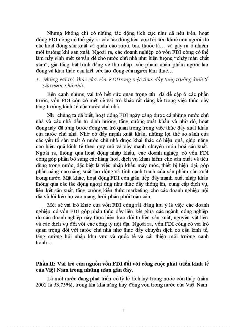 Vai trò của đầu tư trực tiếp nước ngoài trong việc thúc đẩy tăng trưởng kinh tế ở Việt Nam 1