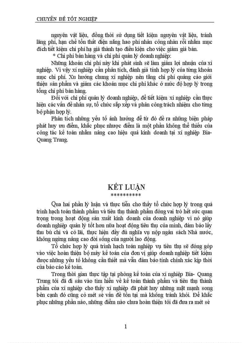 image for page Tổ chức hạch toán thành phẩm và tiêu thụ thành phẩm ở xí nghiệp Bia Quang Trung 1