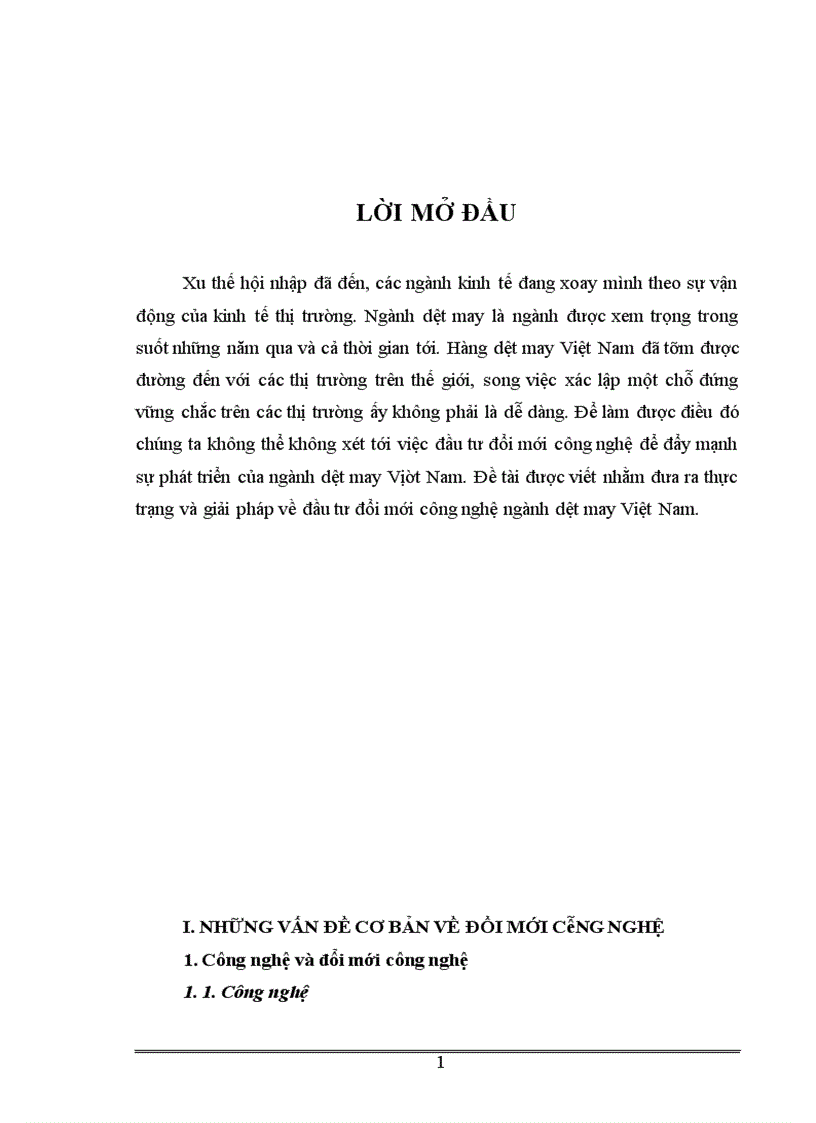 image for page Thực trạng đầu tư đổi mới công nghệ của ngành dệt may việt nam