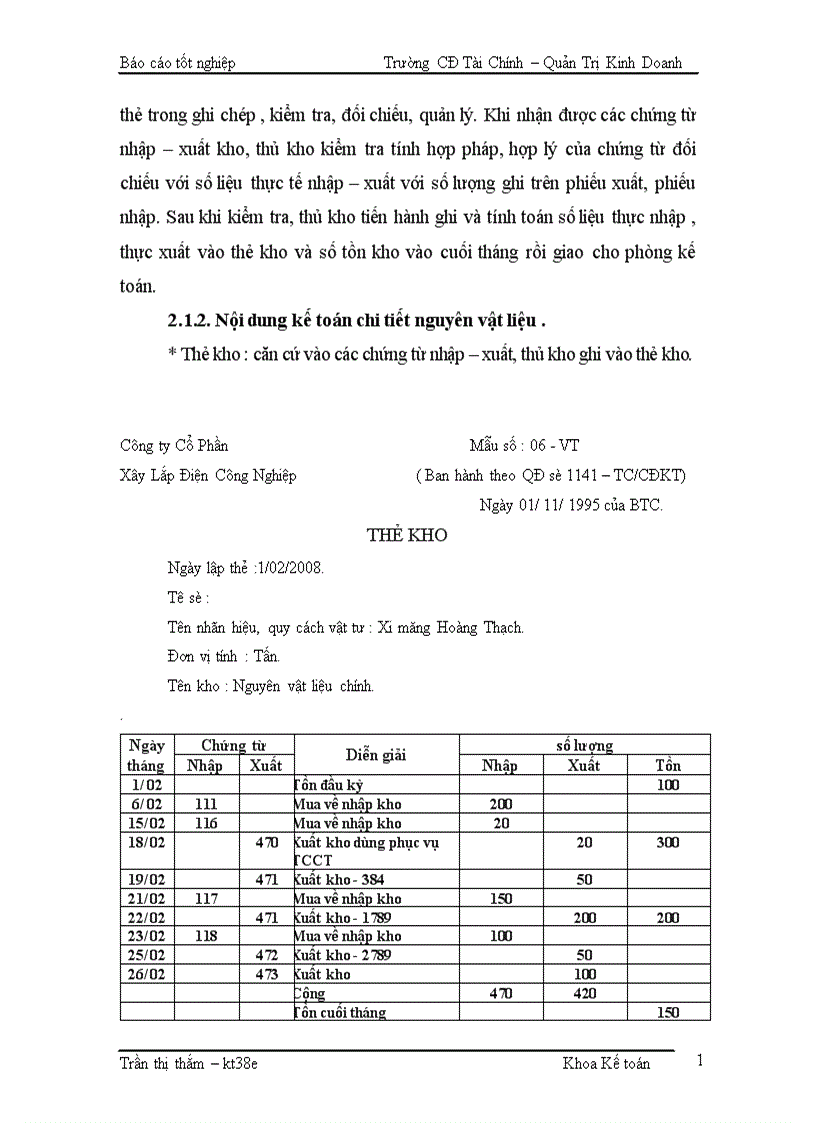 image for page Kế toán Nguyên vật liệu Công cụ dụng cụ Tại Công ty Cổ Phần Xây Lắp Điện Công Nghiệp 1