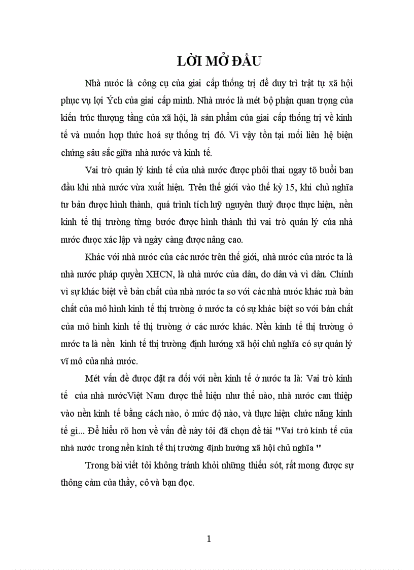 Vai trò kinh tế của nhà nước trong nền kinh tế thị trường định hướng xã hội chủ nghĩa 1