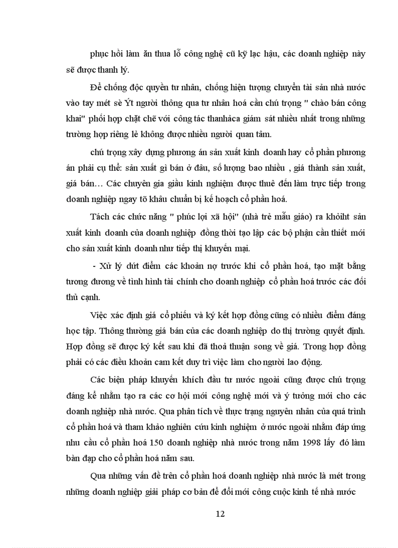 image for page Giải pháp vấn đề cổ phần hoá các doanh nghiệp Nhà nước ở Việt Nam Nội dung I