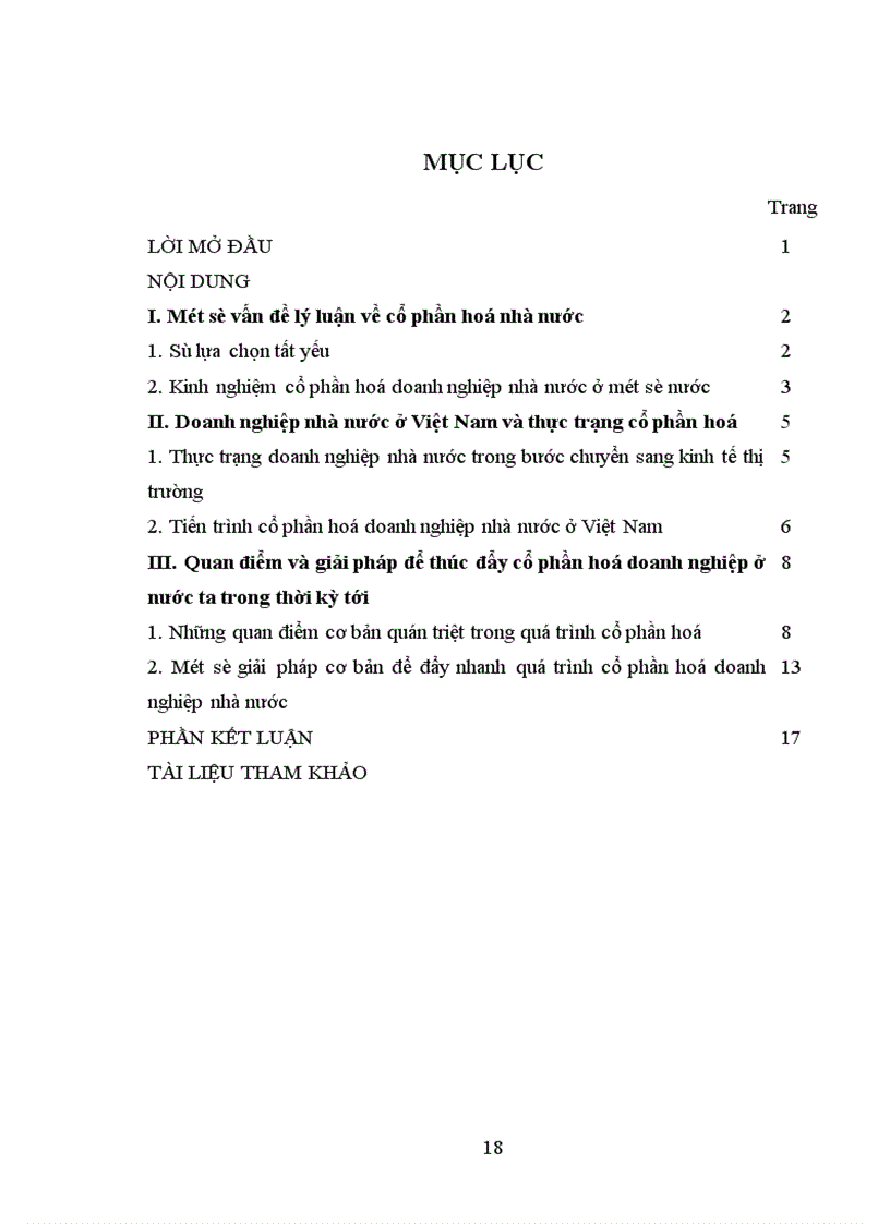 image for page Giải pháp vấn đề cổ phần hoá các doanh nghiệp Nhà nước ở Việt Nam Nội dung I