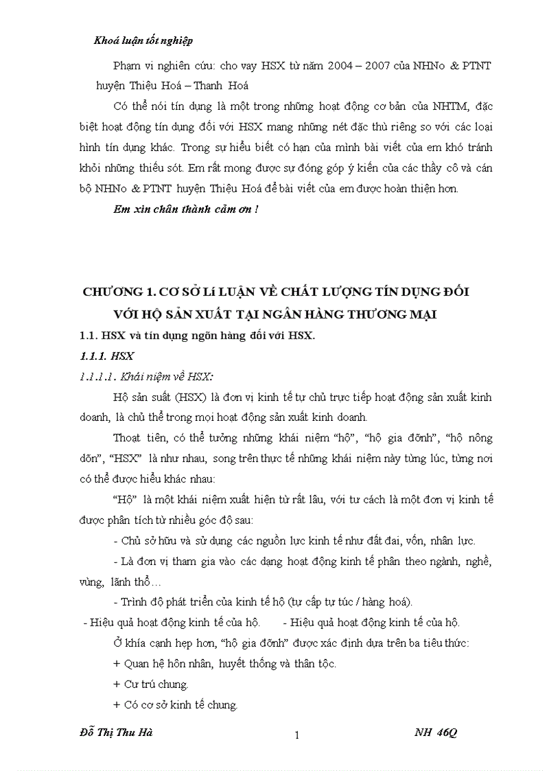 image for page Nâng cao chất lượng tín dụng đối với HSX tại chi nhánh NHNo PTNT huyện Thiệu Hoá tỉnh Thanh Hoá 1