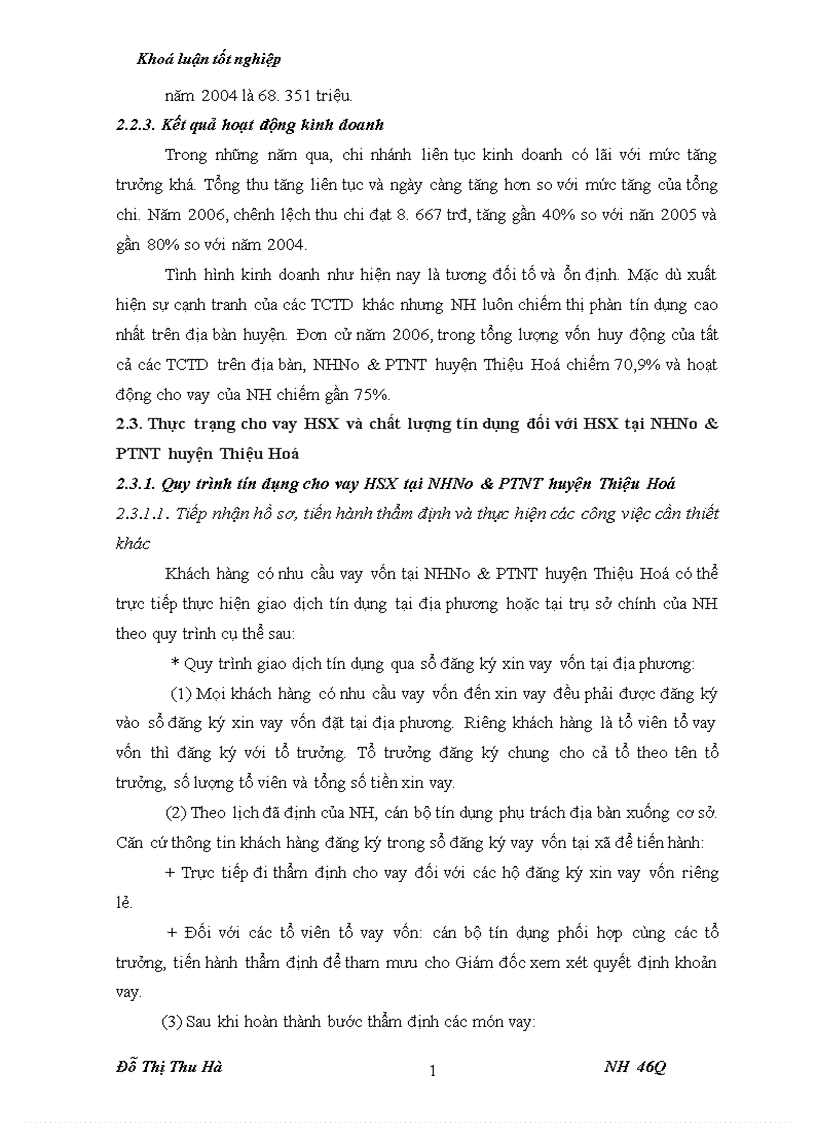 image for page Nâng cao chất lượng tín dụng đối với HSX tại chi nhánh NHNo PTNT huyện Thiệu Hoá tỉnh Thanh Hoá 1