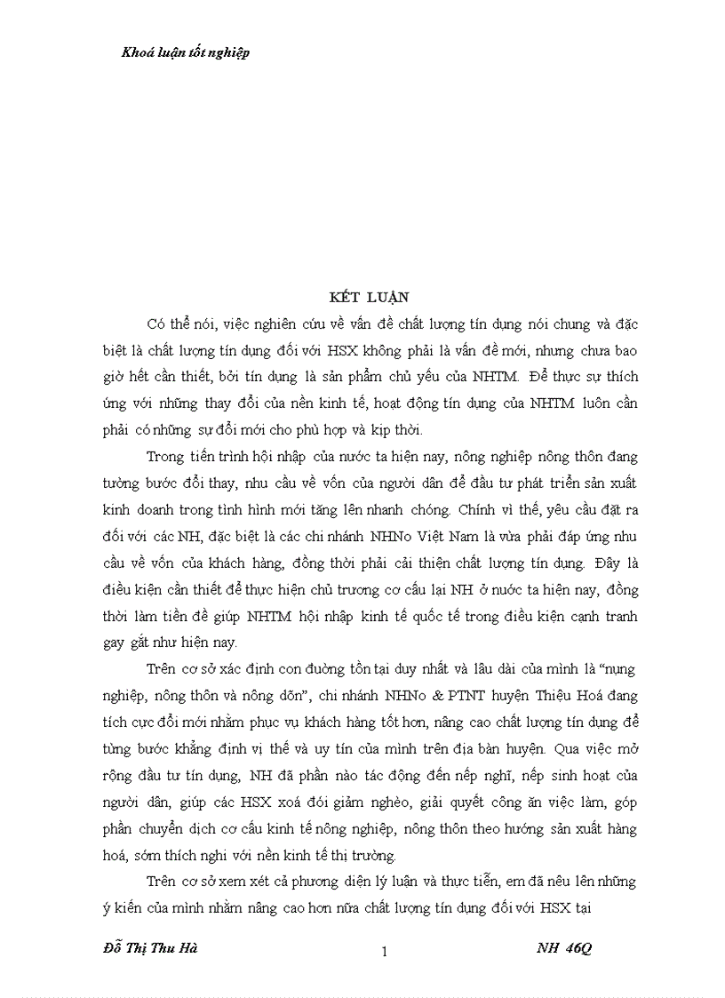 image for page Nâng cao chất lượng tín dụng đối với HSX tại chi nhánh NHNo PTNT huyện Thiệu Hoá tỉnh Thanh Hoá 1