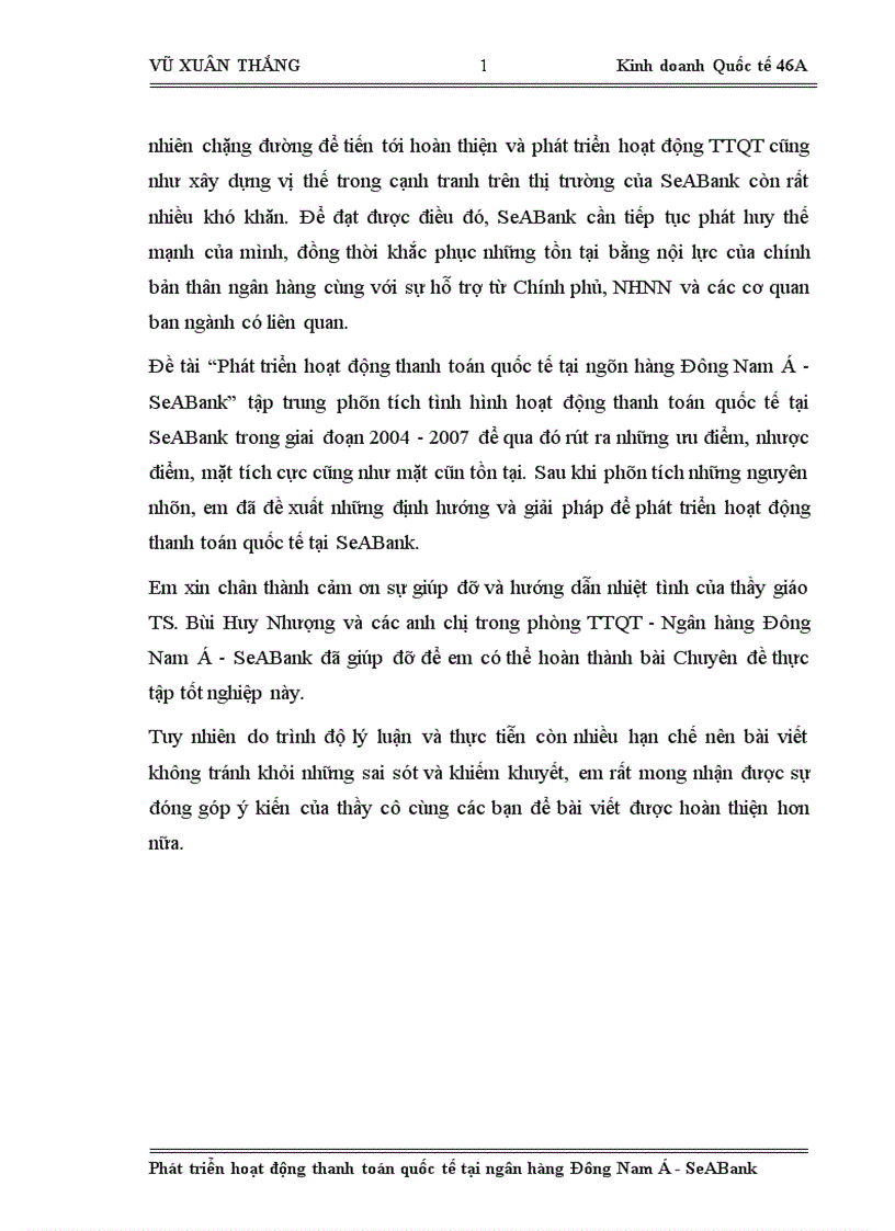 image for page Phát triển hoạt động thanh toán quốc tế tại ngân hàng Đông Nam Á SeABank