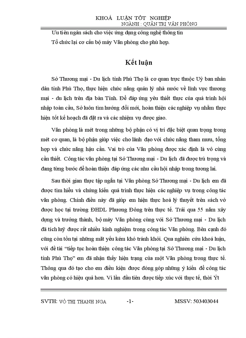 image for page Tiếp tục hoàn thiện công tác Văn phòng tại Sở Thương mại Du lịch tỉnh Phú Thọ 1