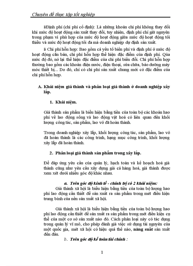 image for page Thực trạng tổ chức công tác hạch toán chi phí sản xuất và tính giá thành sản phẩm xây lắp tại Công ty xây dựng 1
