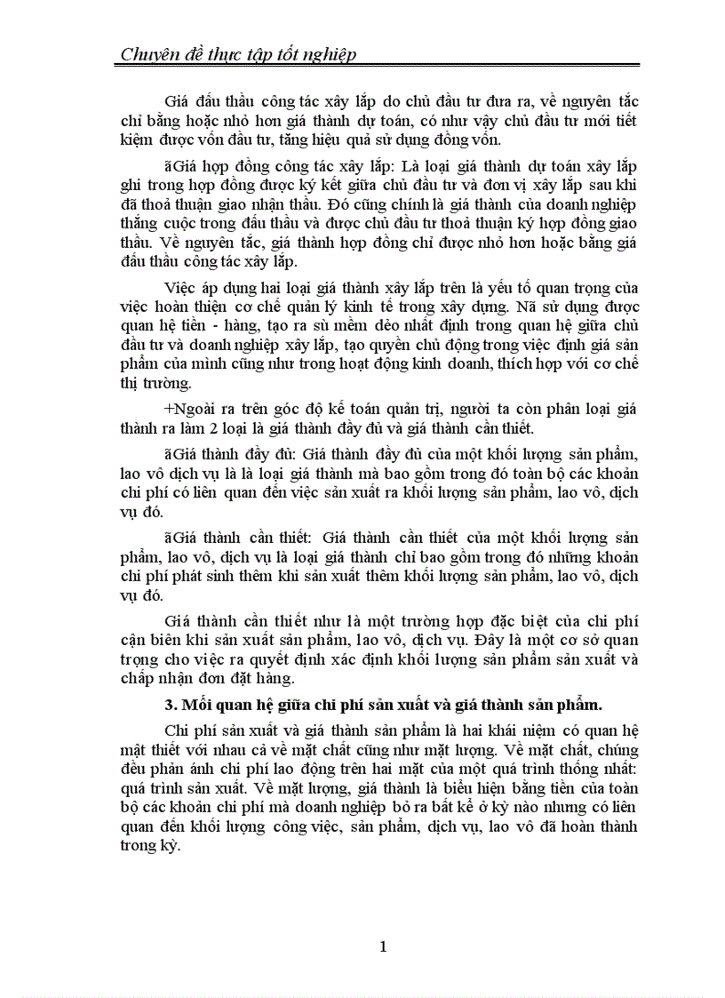 image for page Thực trạng tổ chức công tác hạch toán chi phí sản xuất và tính giá thành sản phẩm xây lắp tại Công ty xây dựng 1