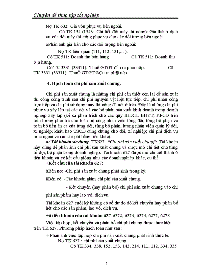image for page Thực trạng tổ chức công tác hạch toán chi phí sản xuất và tính giá thành sản phẩm xây lắp tại Công ty xây dựng 1