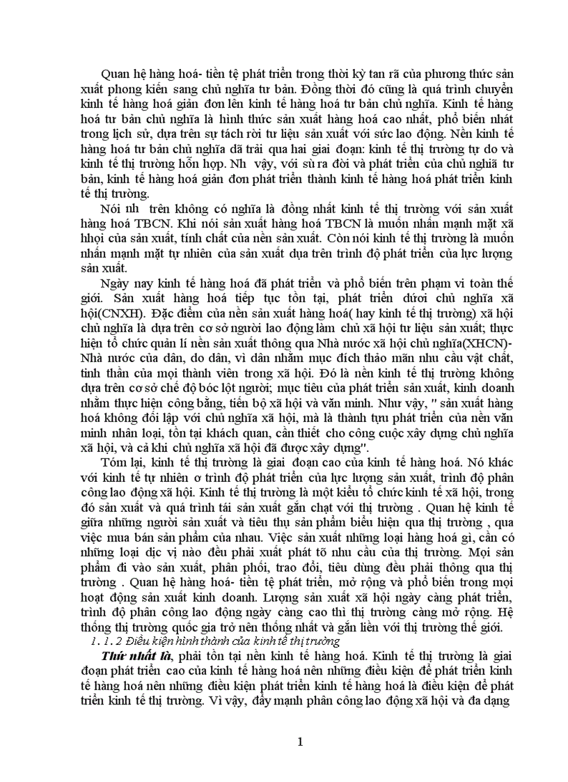 Cơ sở tồn tại của kinh tế thị trường và giải pháp phát triển kinh tế thị trường định hướng Xã hội chủ nghĩa ở nước ta 1