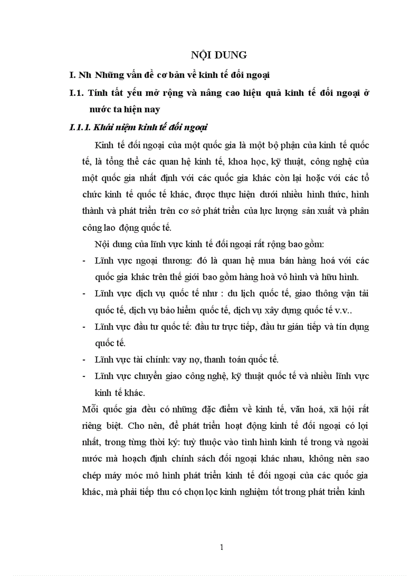 Mở rộng và nâng cao hiệu quả kinh tế đối ngoại của Việt Nam trong điều kiện hội nhập kinh tế quốc tế ở nước ta hiện nay