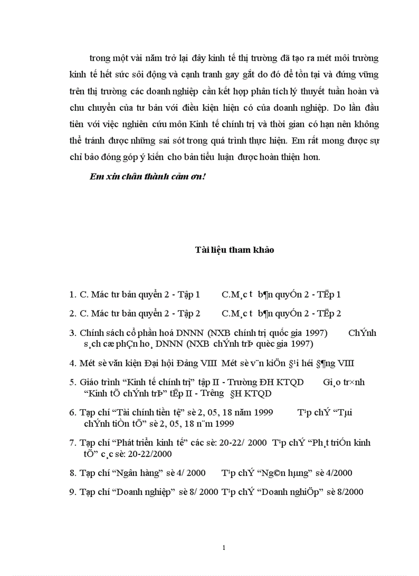 image for page Ý nghĩa thực tiễn khi nghiên cứu lý thuyết tuần hoàn và chu chuyển của tư bản đối với việc quản lý các doanh nghiệp ở nước ta khi bước vào nền kinh tế thị trường có sự quản lý của Nhà nước 1
