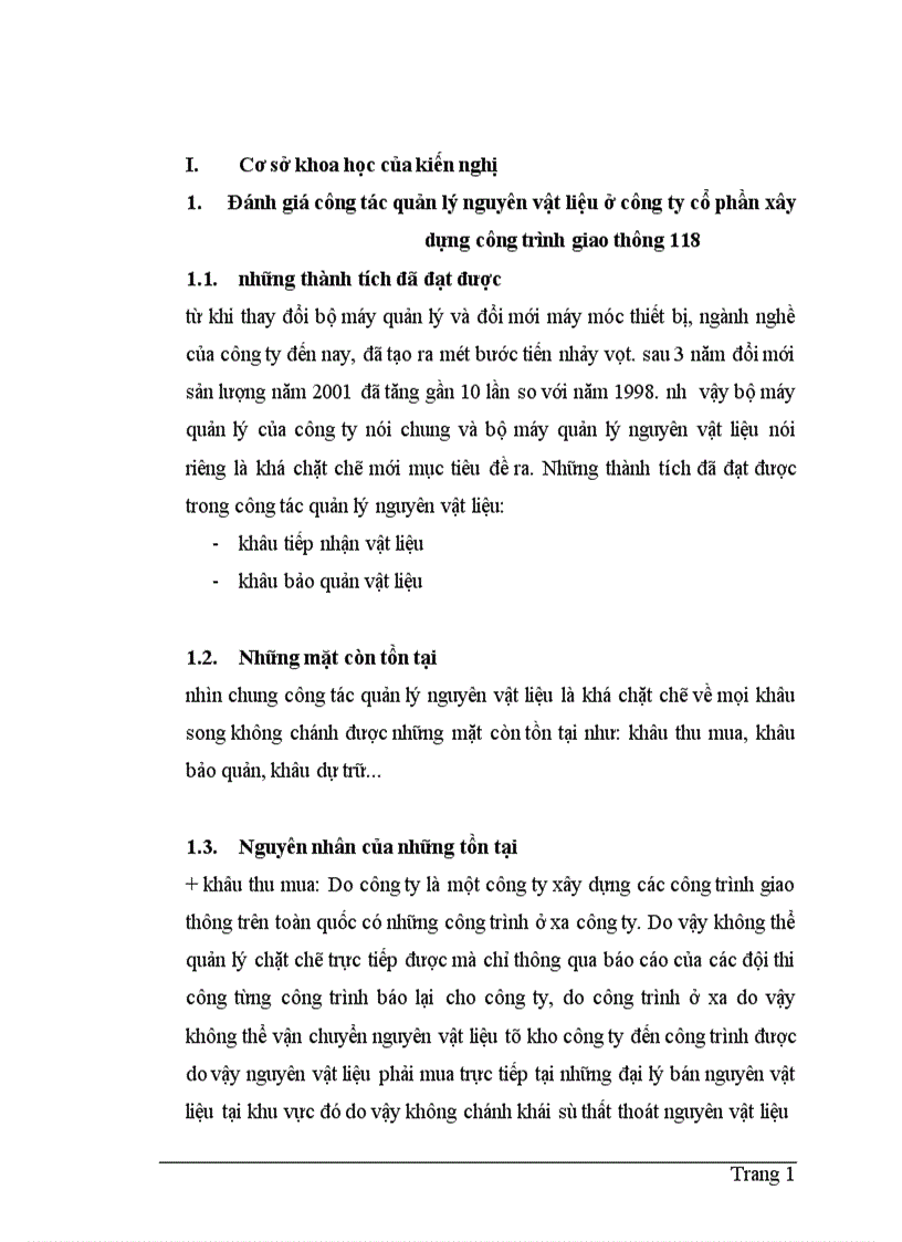 image for page công tác quản lý nguyên vật liệu ở Công ty cổ phần xây dựng công trình giao thông 118