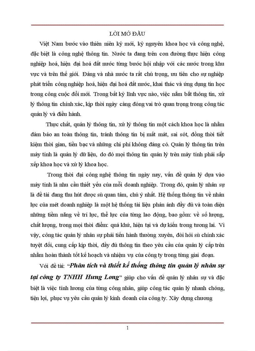 image for page Phân tích và thiết kế thống thông tin quản lý nhân sự tại công ty TNHH Hưng Long 1