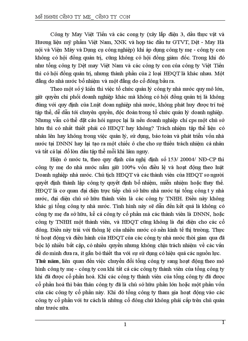 image for page Chuyển DNNN sang mô hình công ty mẹ công ty con nhằm nâng cao hiệu quả hoạt động sản xuất kinh doanh của các doanh nghiệp nhà nước