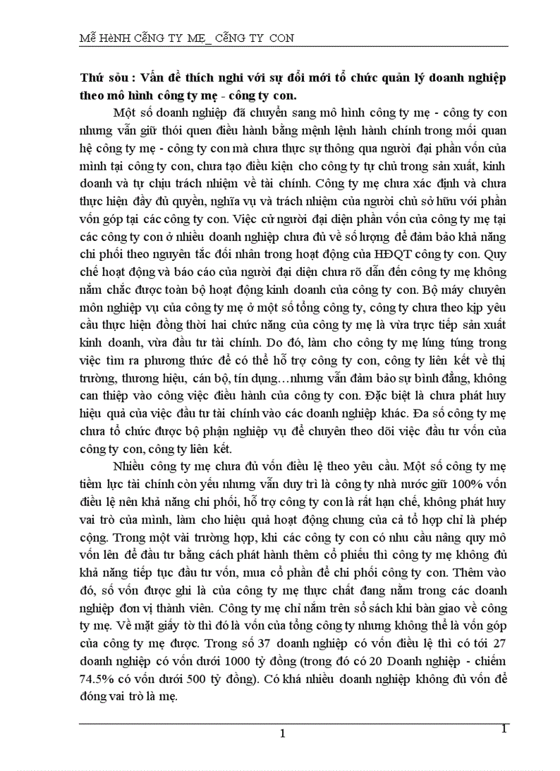 image for page Chuyển DNNN sang mô hình công ty mẹ công ty con nhằm nâng cao hiệu quả hoạt động sản xuất kinh doanh của các doanh nghiệp nhà nước