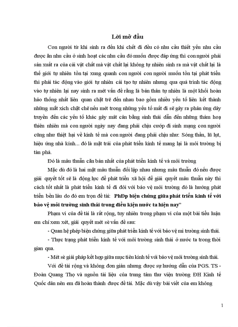 image for page Phép biện chứng giữa phát triển kinh tế với bảo vệ môi trường sinh thái trong điều kiện nước ta hiện nay 1