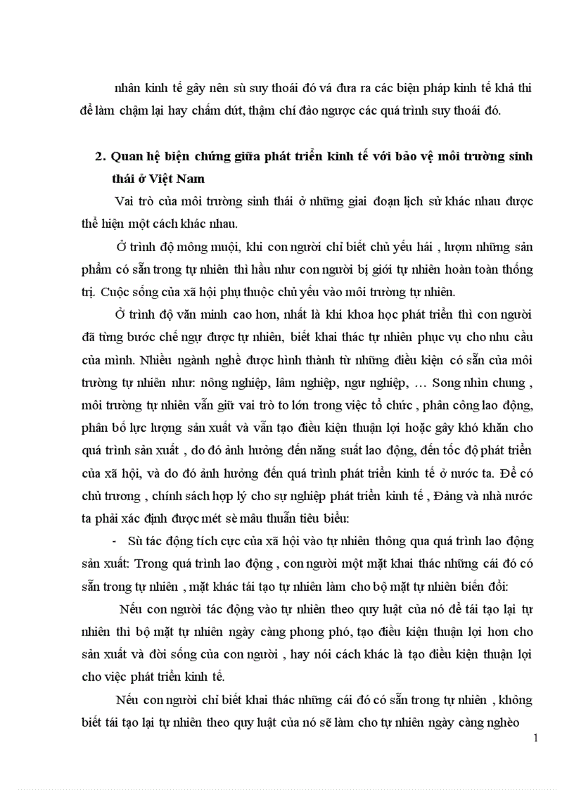 image for page Phép biện chứng giữa phát triển kinh tế với bảo vệ môi trường sinh thái trong điều kiện nước ta hiện nay 1