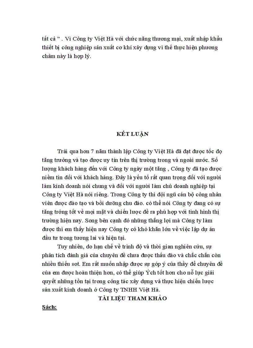 image for page Hoạt động sản xuất kinh doanh của doanh nghiệp tại Công ty TNHH Việt Hà