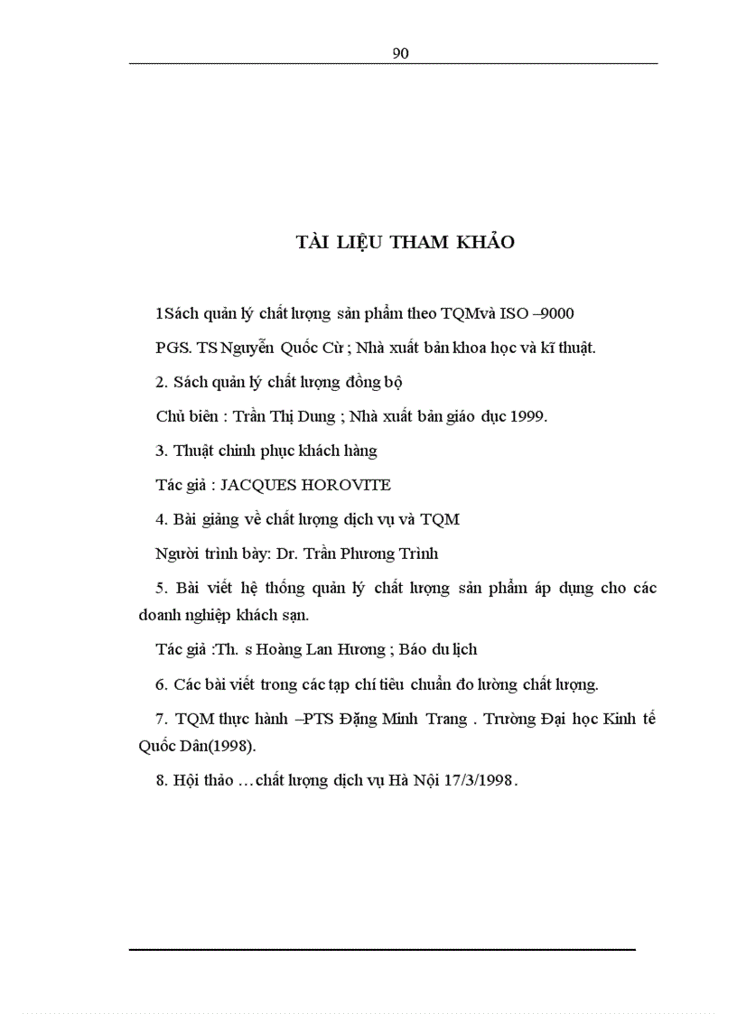 image for page Một số kiến nghị hoàn nhằm thiện chất lượng dịch vụ và tiến tới áp dụng hệ thốngTQM tại công ty khách sạn du lịch Kim Liên