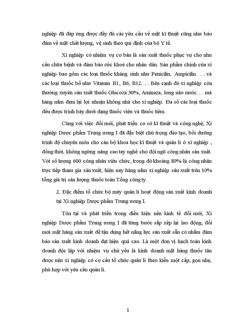 Hoàn thiện hạch toán nguyên vật liệu với việc nâng cao hiệu quả sử dụng vốn lưu động tại Xí nghiệp Dược phẩm Trung ương I Lời mở đầu Phần I