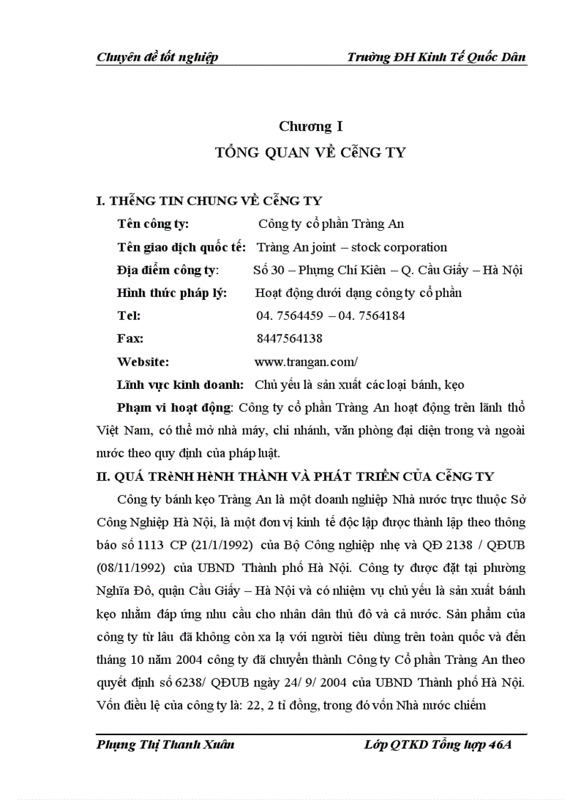 image for page Xây dựng tổ chức thực hiện kế hoạch và chương trình sản xuất của Công ty Cổ phần Tràng An 1