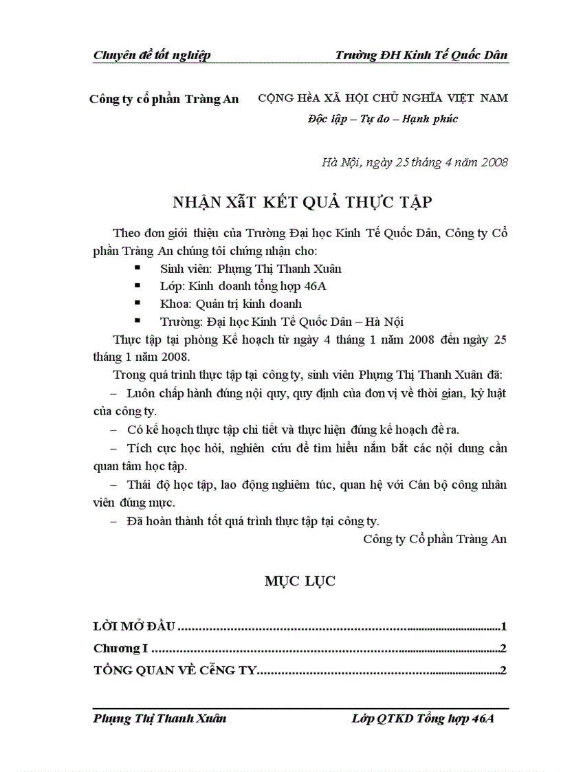 image for page Xây dựng tổ chức thực hiện kế hoạch và chương trình sản xuất của Công ty Cổ phần Tràng An 1