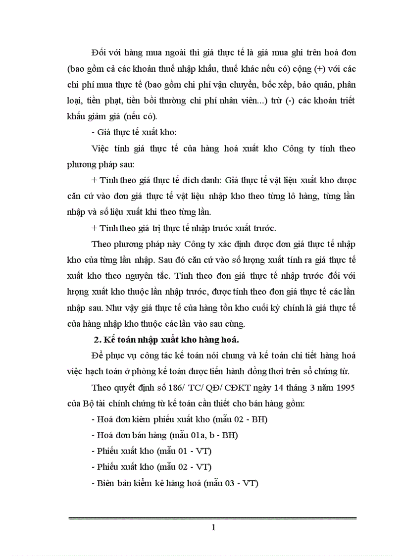 tình hình thực tế kế toán lưu chuyển hàng hoá xác định và phân phối kết quả của Công ty trách nhiệm hữu hạn đại phát 1