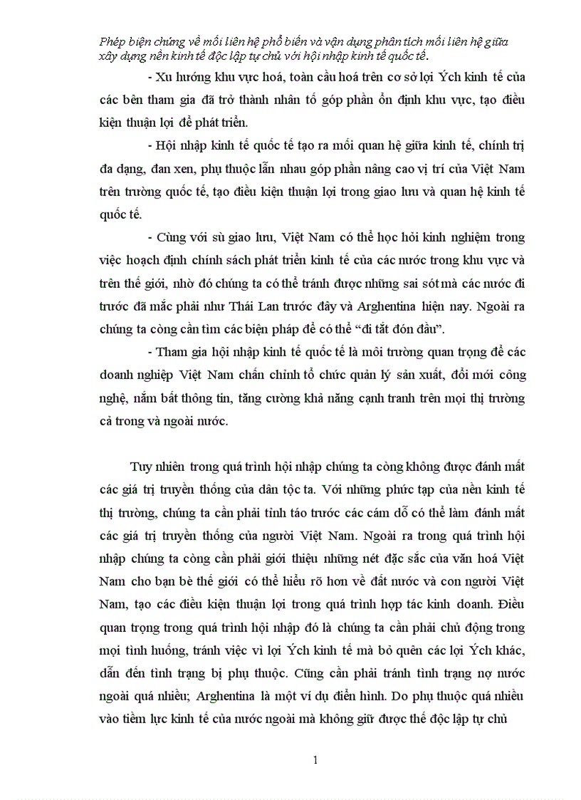 image for page Phép biện chứng về mối liên hệ phổ biến và vận dụng phân tích mối liên hệ giữa xây dựng nền kinh tế độc lập tự chủ với hội nhập kinh tế quốc tế 1