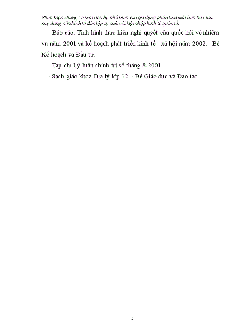 image for page Phép biện chứng về mối liên hệ phổ biến và vận dụng phân tích mối liên hệ giữa xây dựng nền kinh tế độc lập tự chủ với hội nhập kinh tế quốc tế 1