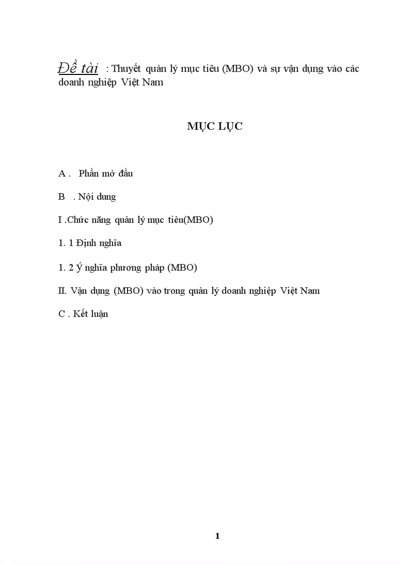 image for page Thuyết quản lý mục tiêu MBO và sự vận dụng vào các doanh nghiệp Việt Nam 1