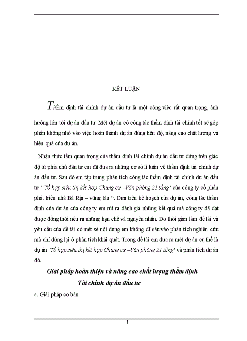 image for page Thẩm định tài chính dự án đầu tư Tổ hợp siêu thị kết hợp Chung cư Văn phòng 21 tầng của công ty cổ phần phát triển nhà Bà Rịa Vũng tàu