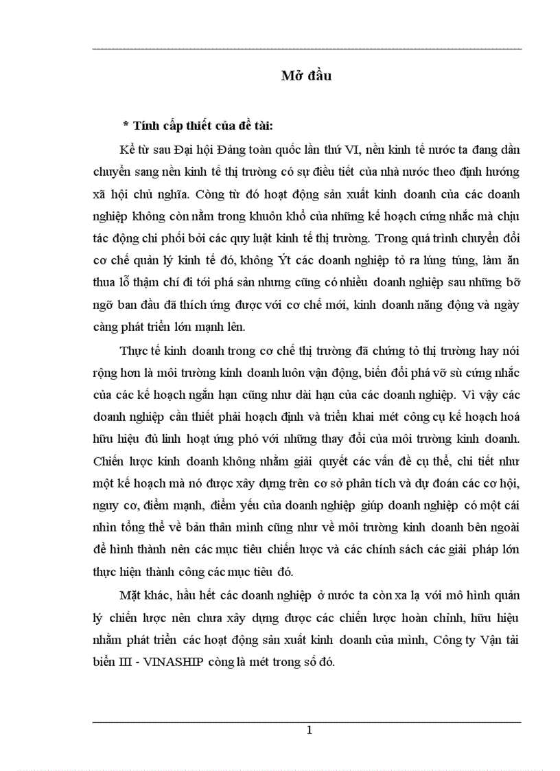 image for page Hoàn thiện công tác hoạch định chiến lược kinh doanh ở Công ty vận tải biển III VINASHIP 1