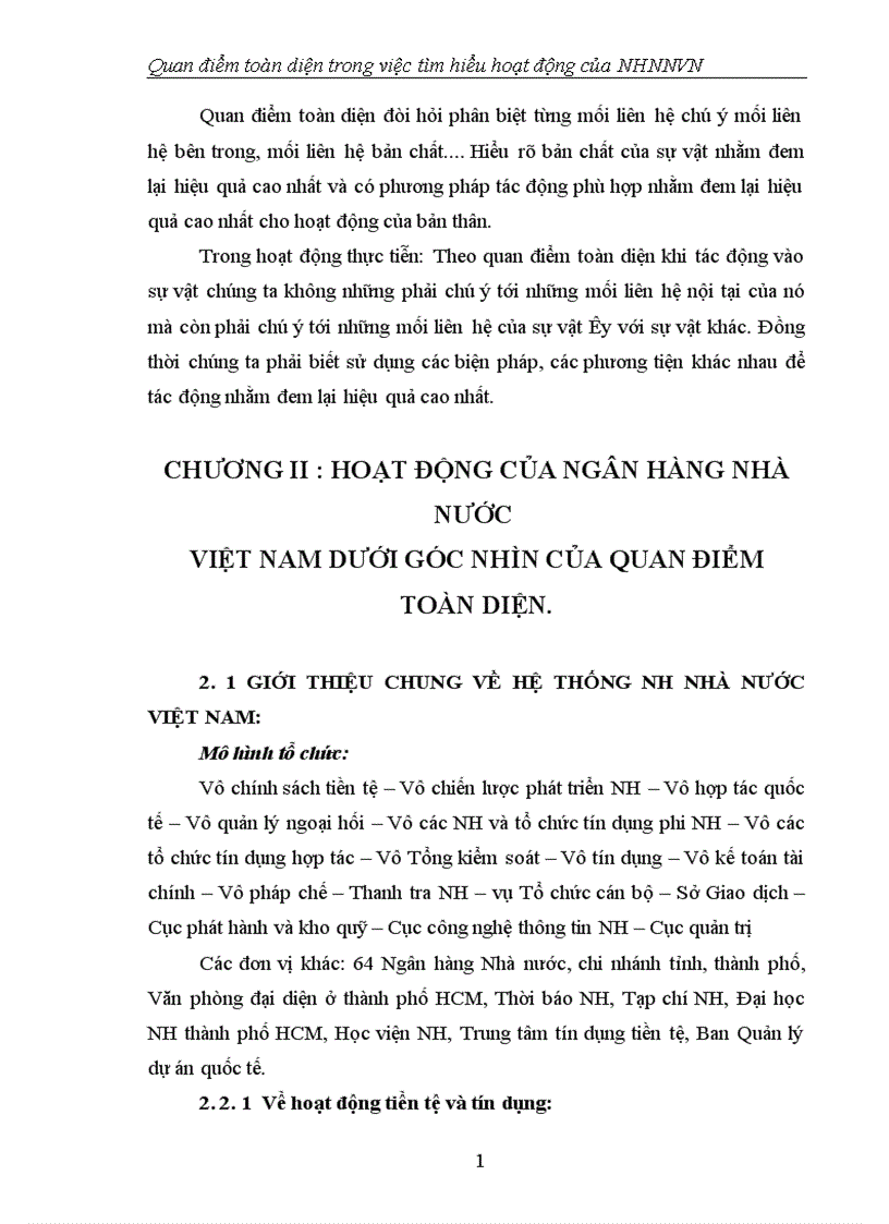 image for page Quan điểm toàn diện trong việc tìm hiểu hoạt động của NHNNVN 1