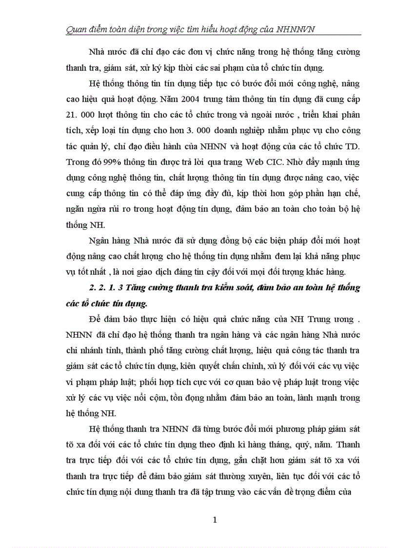 image for page Quan điểm toàn diện trong việc tìm hiểu hoạt động của NHNNVN 1