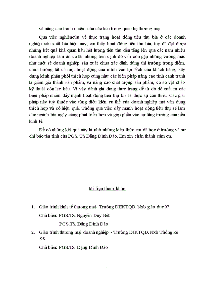image for page Tiêu thụ sản phẩm ở các doanh nghiệp sản xuất bia hiện nay Thực trạng và giải pháp