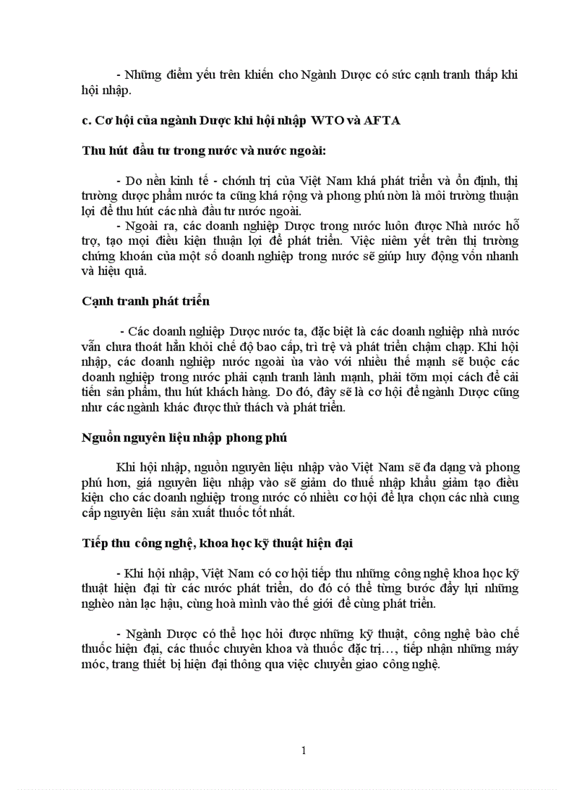 image for page Tập phân tích SWOT cho ngành Dược Việt Nam khi hội nhập AFTA và WTO