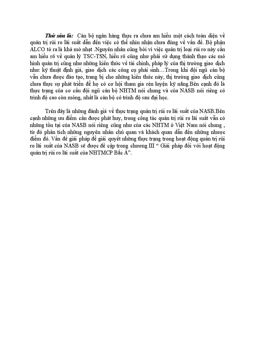 image for page Giải pháp đối với hoạt động quản trị rủi ro lãi suất của NHTMCP Bắc Á