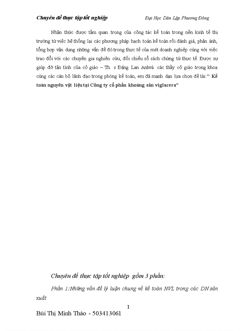 image for page Kế toán nguyên vật liệu tại Công ty cổ phần khoáng sản viglacera 1