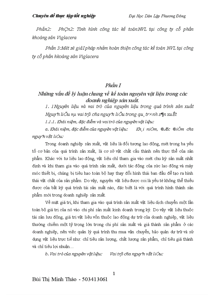 image for page Kế toán nguyên vật liệu tại Công ty cổ phần khoáng sản viglacera 1