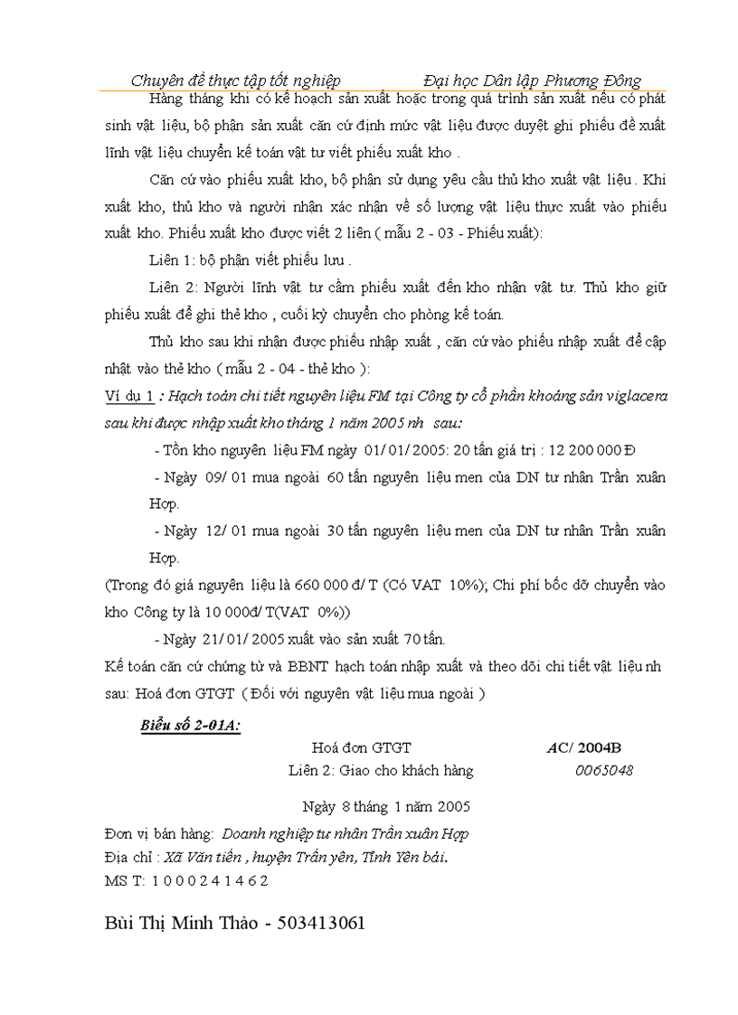 image for page Kế toán nguyên vật liệu tại Công ty cổ phần khoáng sản viglacera 1