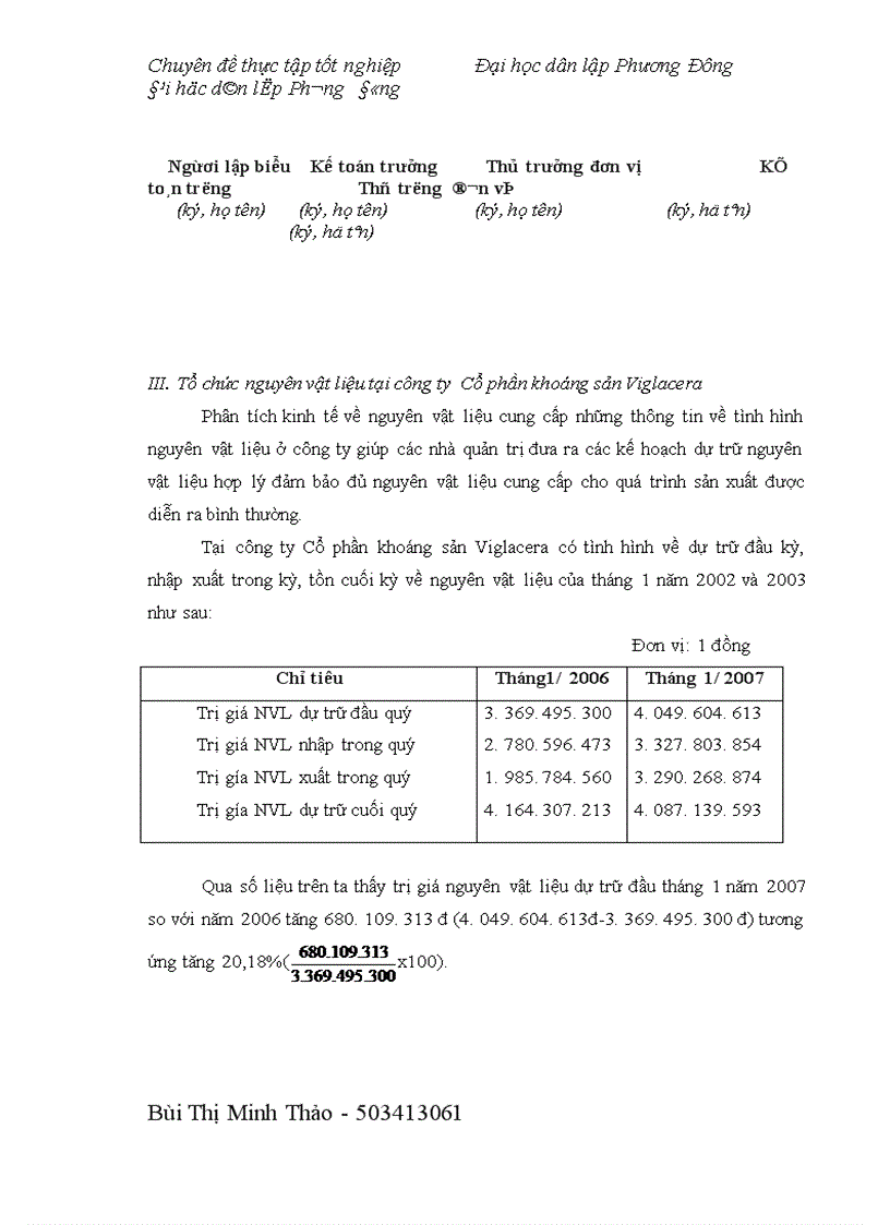 image for page Kế toán nguyên vật liệu tại Công ty cổ phần khoáng sản viglacera 1