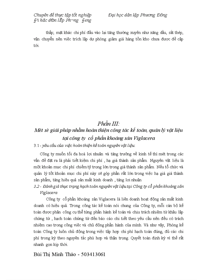 image for page Kế toán nguyên vật liệu tại Công ty cổ phần khoáng sản viglacera 1