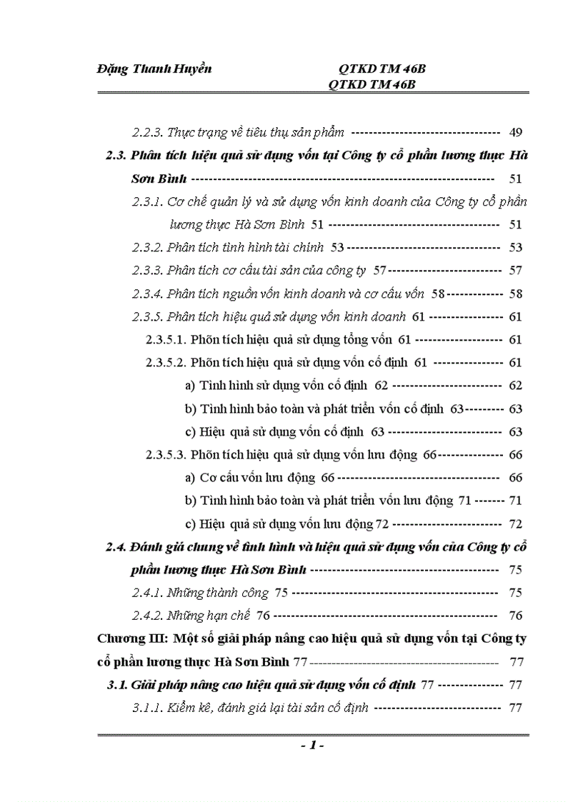 image for page Thực trạng và một số giải pháp nâng cao hiệu quả sử dụng vốn tại Công ty cổ phần lương thực Hà Sơn Bình 1