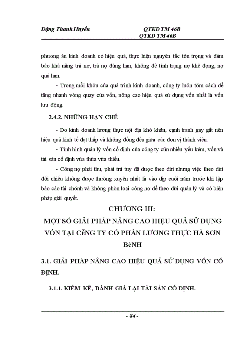 image for page Thực trạng và một số giải pháp nâng cao hiệu quả sử dụng vốn tại Công ty cổ phần lương thực Hà Sơn Bình 1